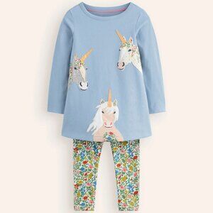 NEW Mini Boden Frill Tunic Leggings Set